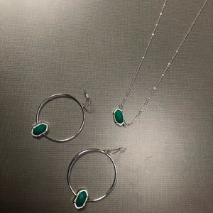 MAKE OFFER! DESIGNER INSPIRED HOOP EARRINGS AND NECKLACE GREEN